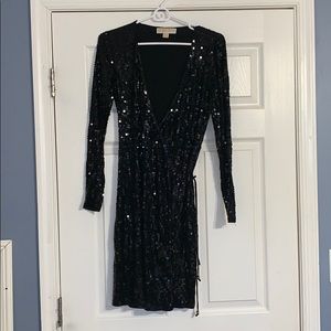 Black sequence Michael Kors wrap dress